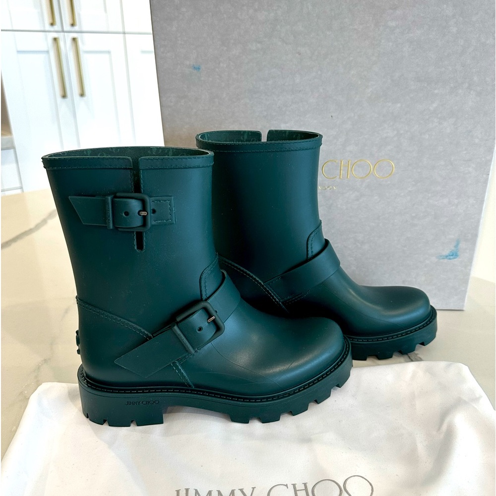 Jimmy Choo Rubber Yael Moto Rain Boot